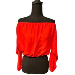 Red off the shoulder long sleeve